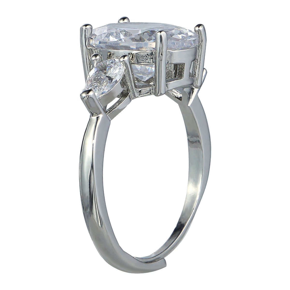Oval Cut Lab Grown Diamond Ring | Three Stone Design with Radiant Full Diamond Setting