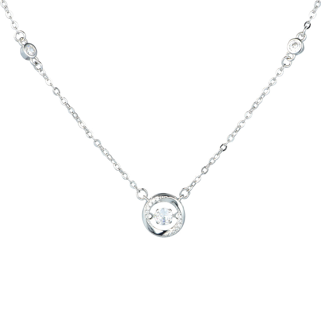 Star Ring Lab Grown Diamond Necklace | Scattered Diamonds Along the Chain, Centered Sparkling Diamond