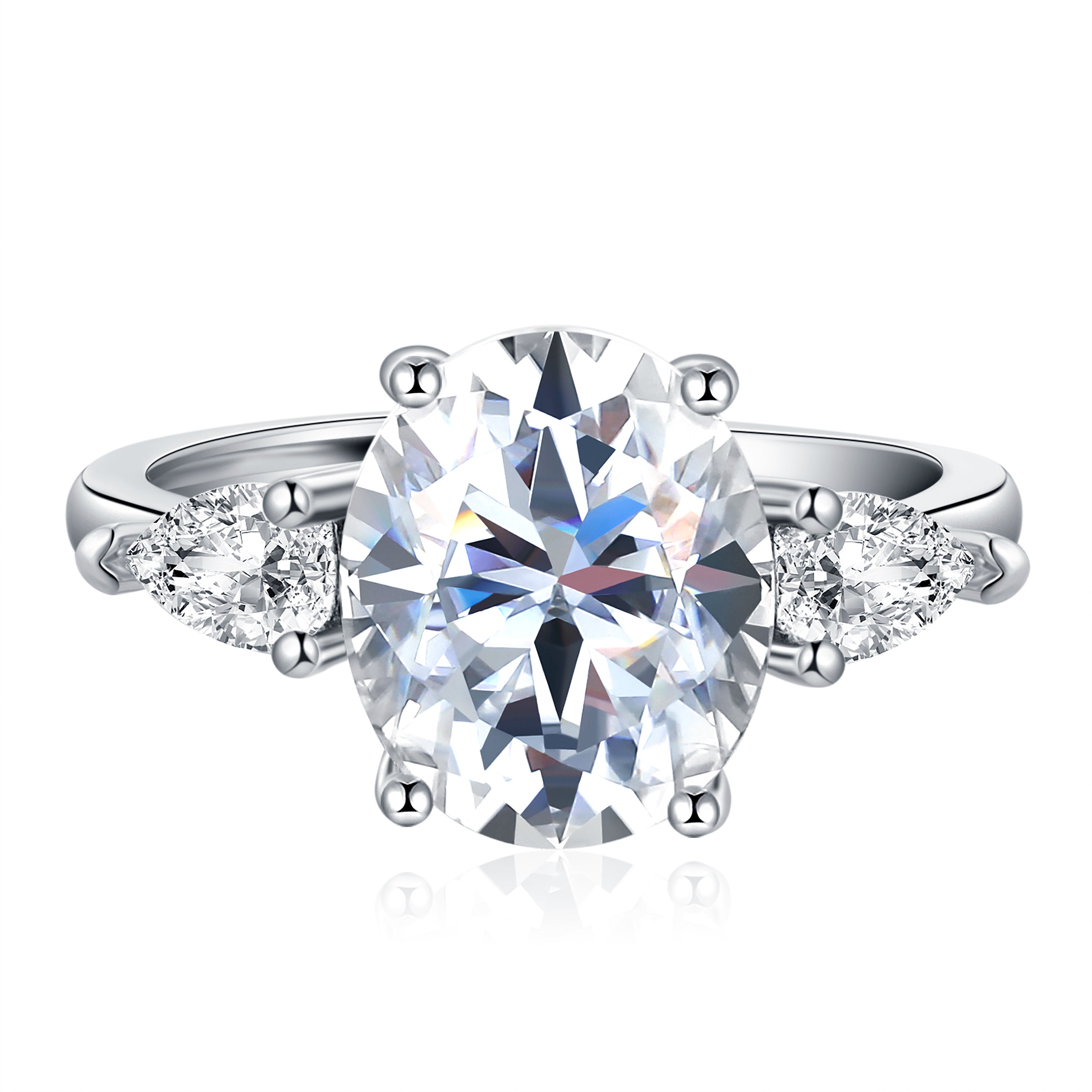 Oval Cut Lab Grown Diamond Ring | Three Stone Design with Radiant Full Diamond Setting
