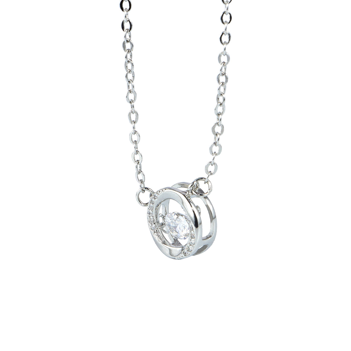 Star Ring Lab Grown Diamond Necklace | Scattered Diamonds Along the Chain, Centered Sparkling Diamond